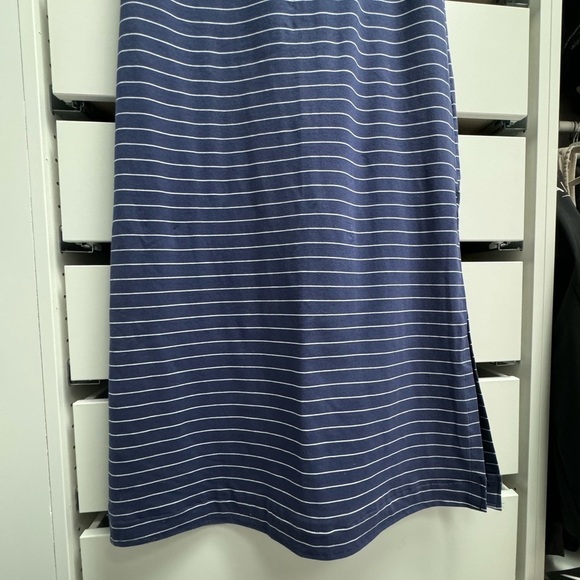 FIG Van Dress In Voyager Stripe V-Neck Sleeveless Maxi Navy White Size Small - Picture 5 of 7
